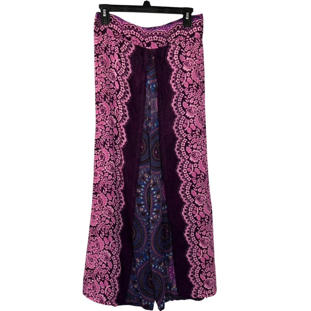 Thai Wrap Pants Boho Hippie Rayon Wide Leg Palazzo Pants Geometric Print